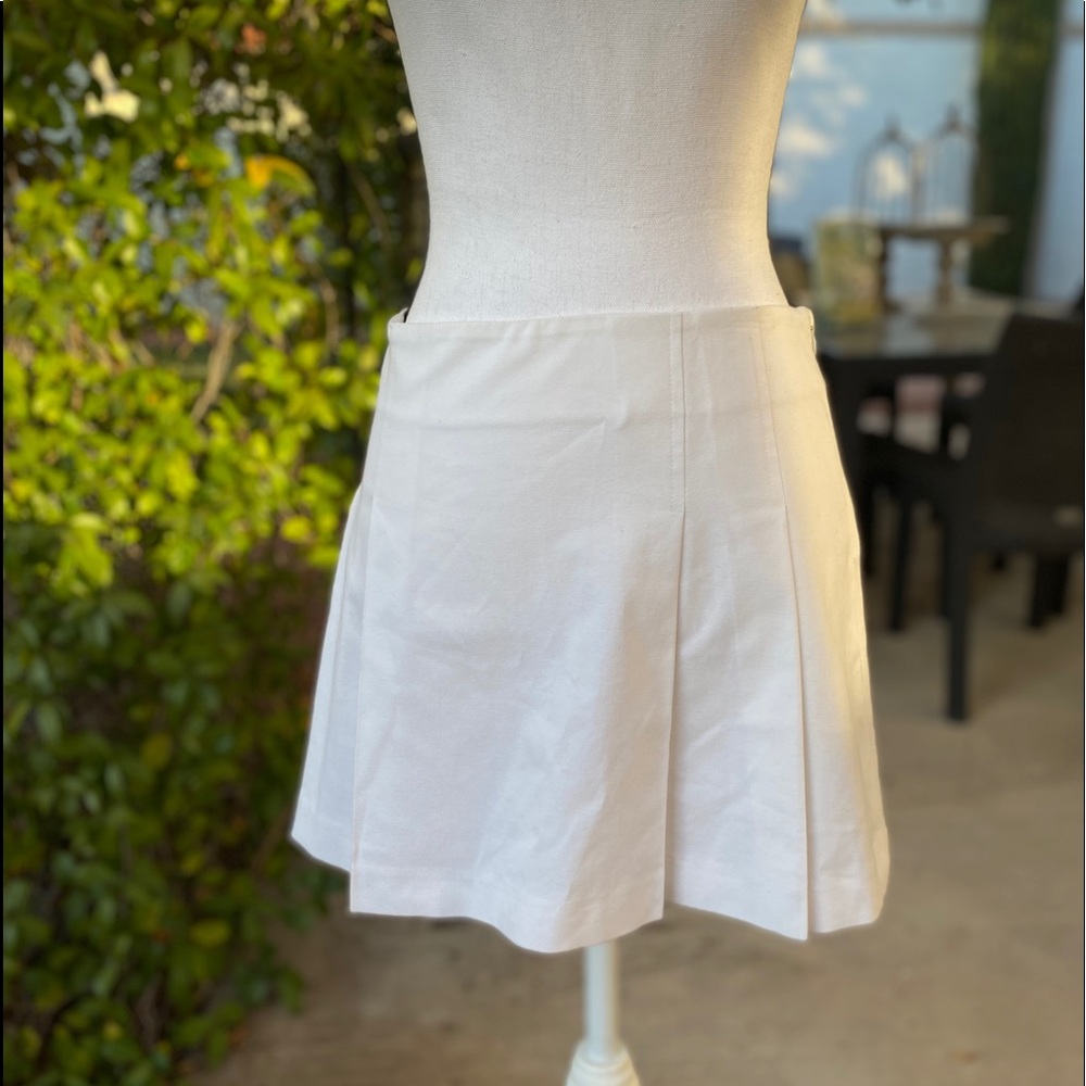 Theory White Pleated Mini Skirt